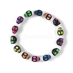 Halloween Skull Acrylic Beaded Stretch Bracelets&nbsp;BJEW-JB14347-02