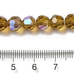 電気メッキ透明ガラスビーズ連売り  ファセット（32ファセット）  ラウンド  虹メッキ  ダークチソウ  8mm  穴：1mm  約66~69個/連  19.29~19.57インチ（49~49.7cm）&nbsp;EGLA-A035-T8mm-L04