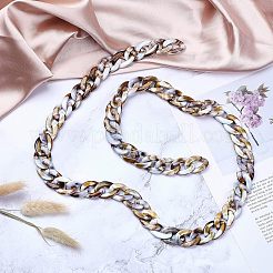5連売り5色アクリルカーブチェーン  ミックスカラー  29x21x6mm  1m /連  1本/色&nbsp;CHAC-CA0001-01