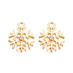 合金ペンダント  クリスタルラインストーン付き  スノーフレーク  ライトゴールド  ライトゴールド  16x13x3mm  穴：1.8mm&nbsp;PALLOY-S133-001LG