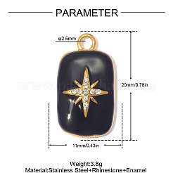 304 Stainless Steel with Black Enamel & Crystal Rhinestone Pendants&nbsp;SA-OY003-03G