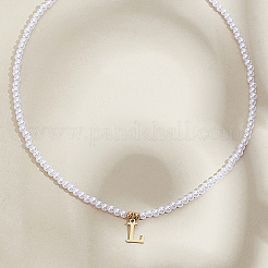 Imitation Pearl with Stainless Steel Pendants Necklaces&nbsp;NJEW-LP0001-51L-G
