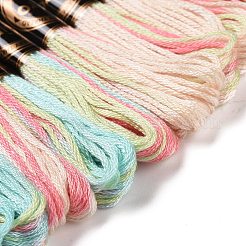 10かせ 6層ポリエステル刺繍フロス  クロスステッチの糸  セグメント染め  シアン  0.5mm  約8.75ヤード（8m）/かせ&nbsp;OCOR-K006-A74