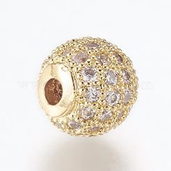 Brass Micro Pave Cubic Zirconia Beads&nbsp;ZIRC-E134-8mm-04G