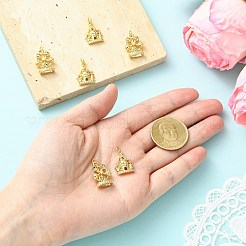 6Pcs 2 Styles Ferris Wheel & Castle Brass Micro Pave Cubic Zirconia Pendants&nbsp;KK-CJ0005-74