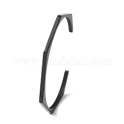 304ステンレススチール製カフバングル  六角  イオンプレーティング（ip）  ブラック  内径：2-1/2インチ（6.4cm）&nbsp;BJEW-P373-01EB