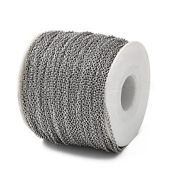 変色しにくい304ステンレススチールアズキチェーン  ハンダ付け  スプールで  オーバル  ステンレス鋼色  2x1.5x0.4mm  約328.08フィート（100m）/ロール&nbsp;CHS-Q001-08-100m