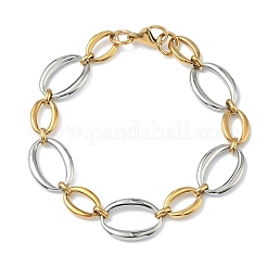 Two Tone 304 Stainless Steel Oval Link Chain Bracelets for Women&nbsp;BJEW-F533-02F-G