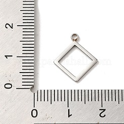 変色しない304ステンレススチールペンダント  中空ひし形チャーム  ステンレス鋼色  15.5x13x1mm  穴：1.5mm&nbsp;STAS-L022-291P