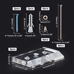 アクリル壁掛け  鉄パーツ  スケートボード用  透明  74.5x39.5x7.5mm&nbsp;DIY-WH0182-68