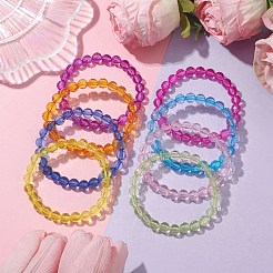 8個 8色 7.5mmファセットラウンド透明アクリルビーズストレッチブレスレット 女性用  ミックスカラー  内径：2-1/8インチ（5.3cm）  1pc /カラー&nbsp;BJEW-JB10248-01