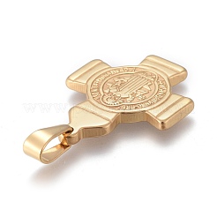304ステンレスペンダント  cssmlとのクロスndsmdクロス神父宗教キリスト教  ゴールドカラー  34x27x3mm  穴：4.5x9mm&nbsp;STAS-F252-08G