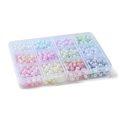 12色の不透明なアクリルビーズ  グラデーションカラフル  ラウンド  ミックスカラー  6mm  穴：1.8mm  約60PCS /カラー&nbsp;OACR-FS0001-70
