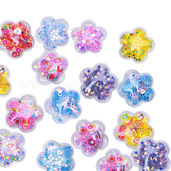 プラスチックと樹脂およびポリマー粘土の付属品  ボビーピンアクセサリーのDIY  グリッターパウダー  スター＆フルーツ＆フラットラウンド＆リングの花  ミックスカラー  30x31x5mm&nbsp;RESI-CJC0007-37