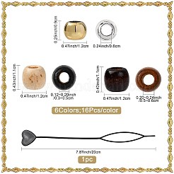 プラスチックトプシーテールヘアスタイリング編組ツール  木製ビーズとUVメッキABSプラスチックビーズ付き  ミックスカラー  200x24.5x2mm&nbsp;OHAR-FS0001-03