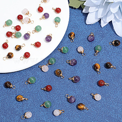 50Pcs 5 Styles Natural Tiger Eye & Carnelian & Amethyst & Rose Quartz & Green Aventurine Pendants&nbsp;PALLOY-BM00029