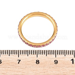 304ステンレススチール製マイクロパヴェキュービックジルコニアリング（女性用）  ゴールドカラー  パールピンク  2.5mm  usサイズ7 1/4(17.5mm)&nbsp;RJEW-F214-01G-04