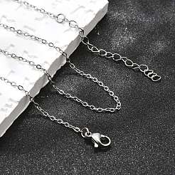 変色しない304ステンレススチールアズキチェーンネックレス  カニカン付き  ステンレス鋼色  31.4インチ（80cm）  1.6mm&nbsp;X-STAS-T040-PJ204-80