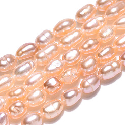 天然養殖淡水パールビーズ連売り  バロックケシパールライスビーズ  小麦  4.5~8.5x3.4~4mm  穴：0.7~0.8mm  約53~68個/連  13.98インチ（35.5cm）&nbsp;PEAR-N012-03M
