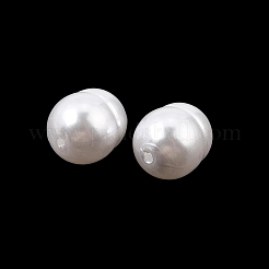 ABSプラスチックパール調ビーズ  オーバル  ホワイト  12x10mm  穴：1mm  約740個/500g&nbsp;PL-CBA8DB3-06