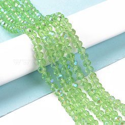 電気メッキガラスビーズセット  半分虹メッキ  多面カット  ロンデル  薄緑  2.9~3.3x2mm  穴：0.8mm  約135~140個/連  32~34cm&nbsp;EGLA-A034-T2mm-L17