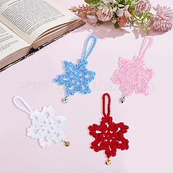12Pcs 4 Colors Cotton Snowflake Pendant Decoration&nbsp;HJEW-GF0001-70