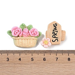 オペーク樹脂カボション  花  カラフル  14.5~20.5x23~29x5.5~9mm&nbsp;RESI-H162-11