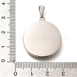 304ステンレスペンダント  フラットラウンド、月と星のチャーム付き  アンティークシルバー  29x24.5x4mm  穴：7.5x3mm&nbsp;STAS-Z110-22AS