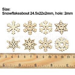 未完成の木製カボション 100 個  クリスマススノーフレーク  ペルー  2.4~2.45x2.2~2.25x0.2cm&nbsp;WOOD-CJ0001-68