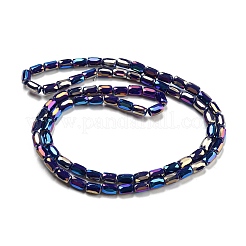 ガラスビーズ連売り  ABカラーメッキ  ファセット列  ミッドナイトブルー  6x4mm  穴：0.8mm  約78~80個/連  19.29~20.07インチ（49~51cm）&nbsp;EGLA-P052-03C-06