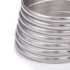 ファッション 201 ステンレススチール バングルセット  ステンレス鋼色  2-1/2インチ（6.5cm）  7個/セット&nbsp;BJEW-L664-024C-P-1