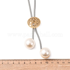304 Stainless Steel Tree of Life Lariat Necklaces for Women&nbsp;NJEW-B149-04GP-01