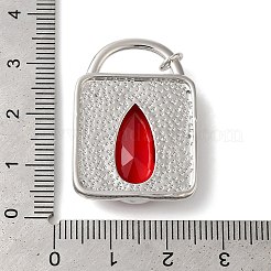 ロックラックメッキ真鍮ペンダント  ガラスと  長持ちメッキ  鉛フリー＆カドミウムフリー  レッド  31.5x22.5x5.5mm  穴：3mm&nbsp;KK-U022-09P-01
