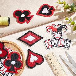 10Pcs 5 Style Playing Card Theme Embroidered Polyester Cloth Patches&nbsp;PATC-FG0001-43