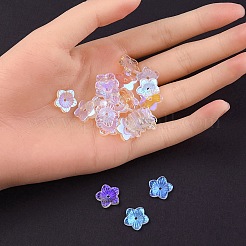 透明ガラスビーズ  花  クリアAB  12x13x3mm  穴：1.2mm&nbsp;GLAA-YW0003-12
