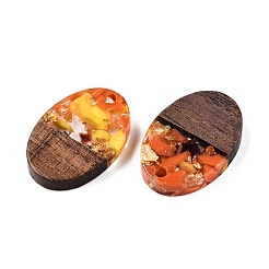 Transparent Resin and Walnut Wood Pendants&nbsp;RESI-T057-04M