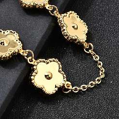 女性用304ステンレススチールリンクブレスレット  ゴールドカラー  7-1/8インチ（18.1cm）&nbsp;BJEW-P354-03A-G