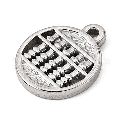 304ステンレスペンダント  そろばんのチャームが付いたフラットラウンドいもの  ステンレス鋼色  15.5x12.5x2mm  穴：1.2mm&nbsp;SA-CBA0563-35P