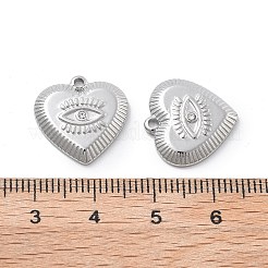 304ステンレスペンダント  ラインストーン付き  心の悪魔の目  ステンレス鋼色  16x16x3mm  穴：1.6mm&nbsp;STAS-Z121-56P