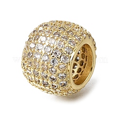 Brass Micro Pave Cubic Zirconia European Large Hole Beads&nbsp;KK-C262-17G-01