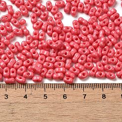 焼付塗装ガラスシードビーズ  ピーナッツ  サクランボ色  5.5~6x3~3.5x3mm  穴：1~1.2mm  約4000個/ポンド&nbsp;SEED-K009-01A-18