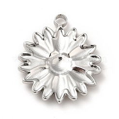 変色しない304ステンレススチールペンダント  花のチャーム  ステンレス鋼色  25.5x22x3mm  穴：2.5mm&nbsp;STAS-H172-12P