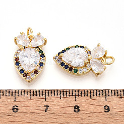 Brass Micro Pave Cubic Zirconia Pendants&nbsp;KK-N265-25G