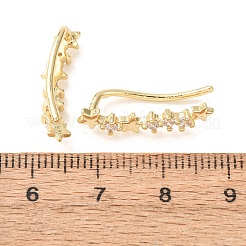 真鍮製パヴェキュービックジルコニアスタッドクローラーピアス  18KGP本金メッキ  カドミウムフリー＆鉛フリー  長持ちメッキ  ラックめっき  スター  21x5x8mm&nbsp;KK-CBAA351-14G-01