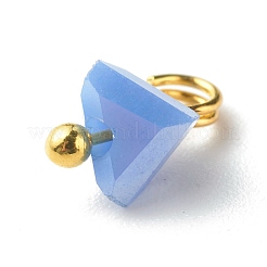 電気メッキガラスチャーム  真鍮ボールヘッドピン付き  三角形  コーンフラワーブルー  8x6x4.5mm  穴：1.8mm&nbsp;PALLOY-JF00821-05