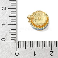 真鍮製エナメルペンダント  丸カン付き  ケーキチャーム  鉛フリー＆カドミウムフリー  長持ちメッキ  18KGP本金メッキ  ラックめっき  カラフル  12x12.5x11mm  穴：3.2mm&nbsp;KK-L239-045G-03