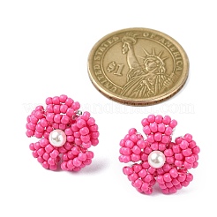 Daisy Glass Seed Beaded Stud Earrings&nbsp;EJEW-MZ00334-03