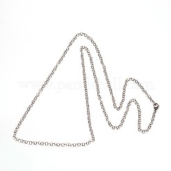 304ステンレススチールアズキチェーンネックレス  カニカン付き  ミックスカラー  29.5インチ（74.9cm）x3mm&nbsp;NJEW-N0046-02