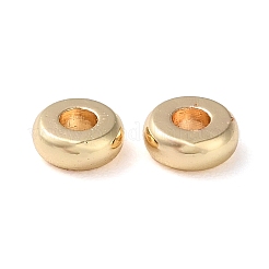 真鍮フラットラウンドスペーサービーズ  14KGP本金メッキ  4x1.5mm  穴：1.5mm&nbsp;KK-M085-A-12G-01