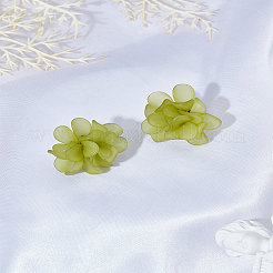 フラワーアクリルスタッドピアス1組  オリーブ  27mm&nbsp;EJEW-LP0008-005B